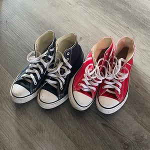 2 Pairs of Black and Red Converse ❤️🖤